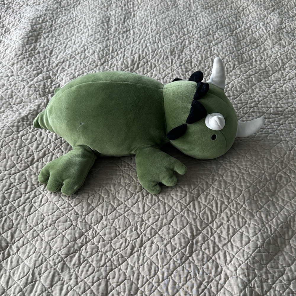 Plush Green Triceratops Stuffed Animal - Soft Dino Cuddle Toy